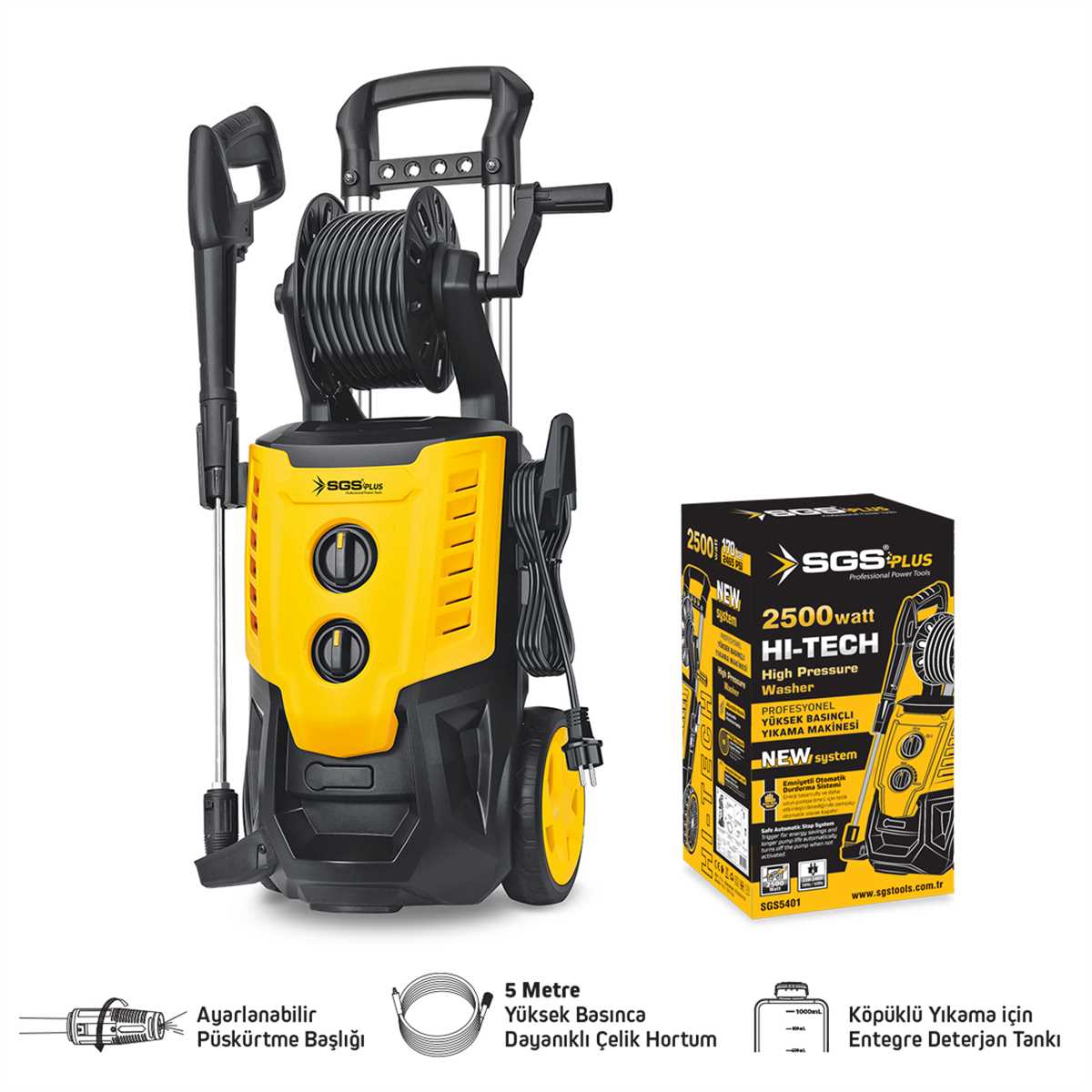SGS Basınçlı Yıkama Makinası 2500 Watt/170 Bar (1/Koli)